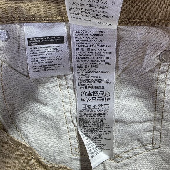 Levis 514 Pants Mens 32x30 Tan Straight Leg Stretch Denim Khaki Chino Casual - Picture 9 of 10